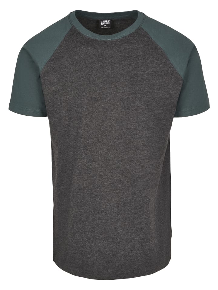 T-Shirt in charcoal/bottlegreen