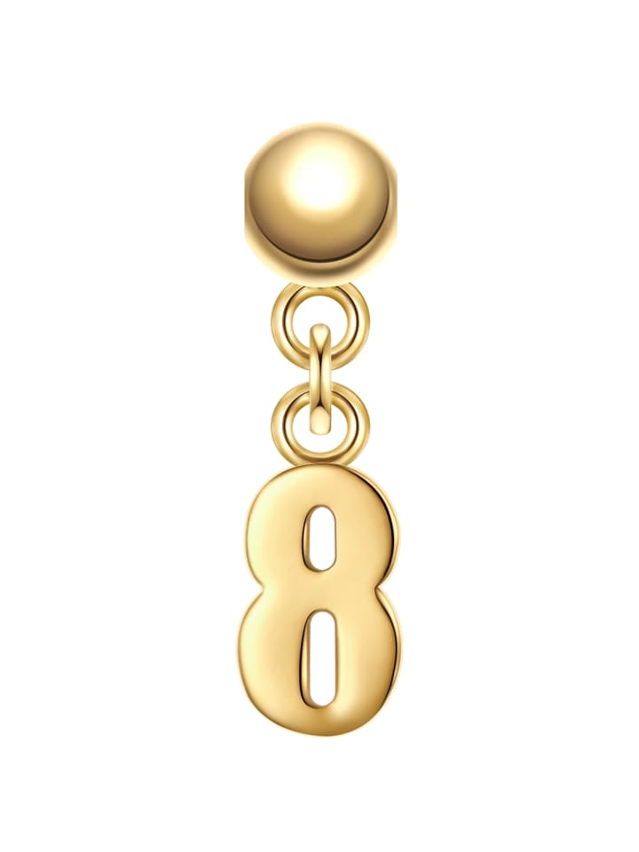 Charm Ziffer 8 aus Sterling Silber in gelbgold