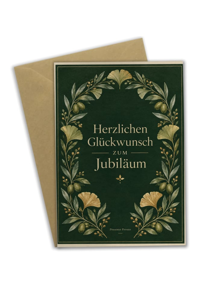 Grußkarte Olivenzweig elegant Design mit Spruch in Weiß