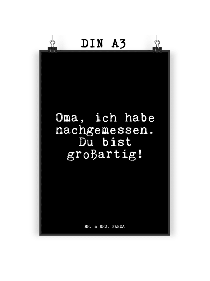 Print Oma, ich habe nachgemessen.... mit Spruch in Schwarz