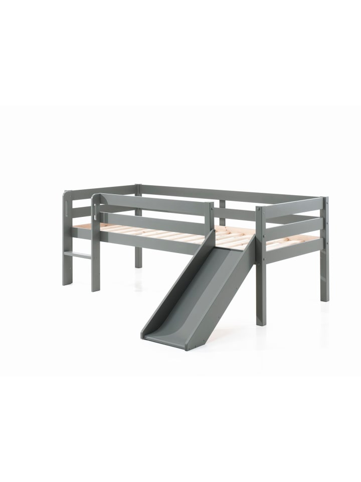 KOJENBETT mit Rutsche Karolina 208x83x175 aus Massivholz in Grau