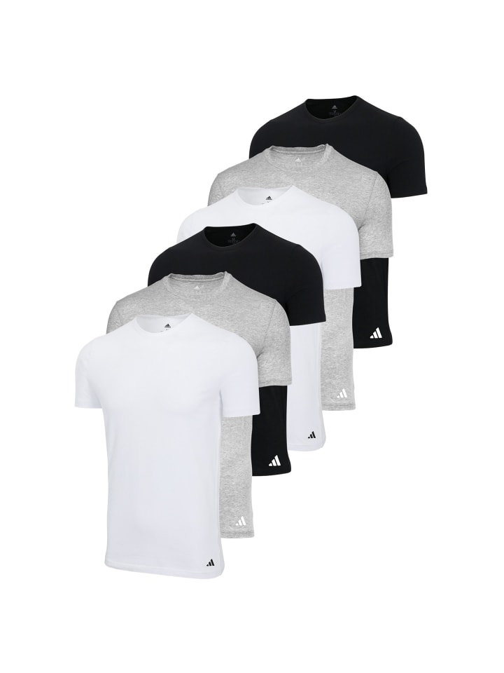 T-Shirt 6er Pack in Weiß/Schwarz/Grau