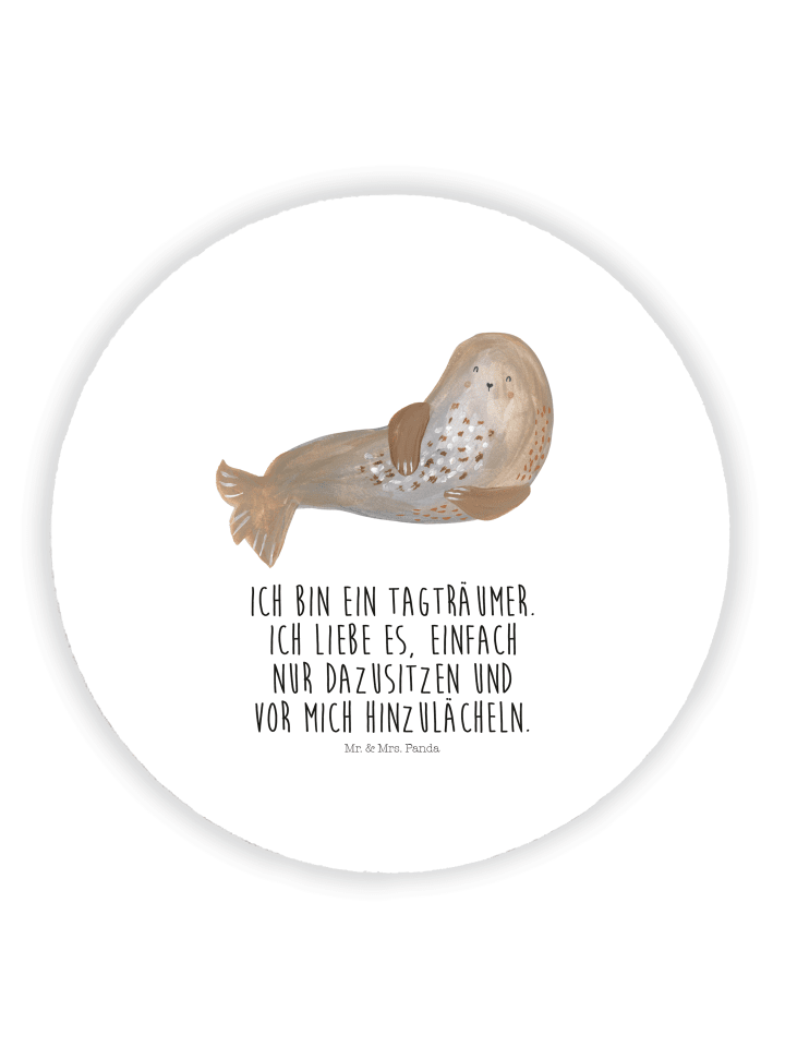 Magnet Robbe Lachen mit Spruch in Weiß