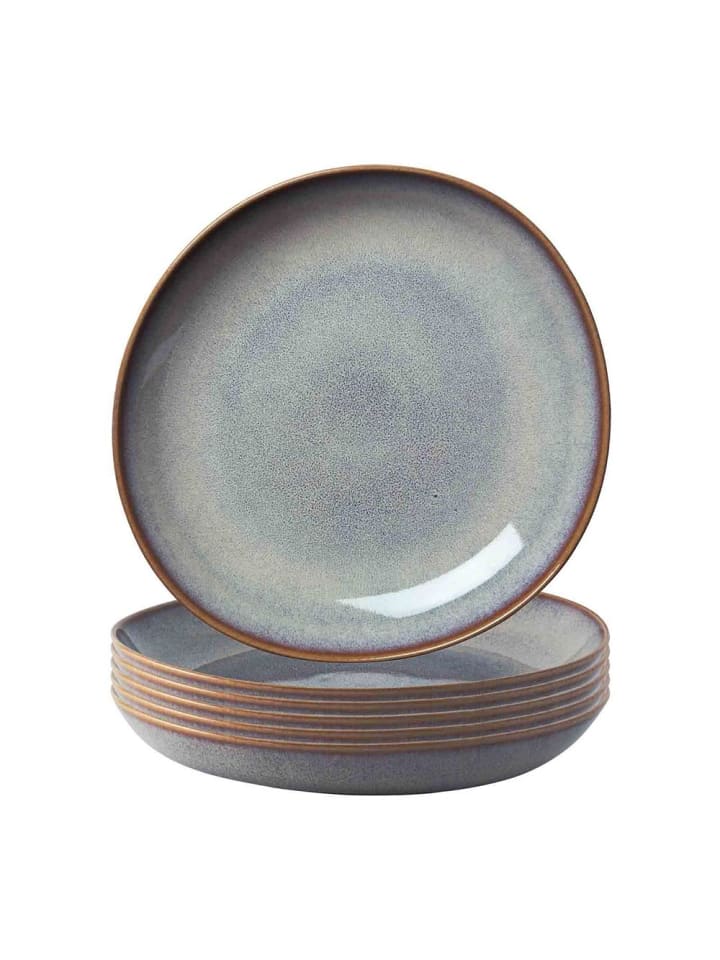 6er Set Schalen flach Lave in Beige ø 27 cm