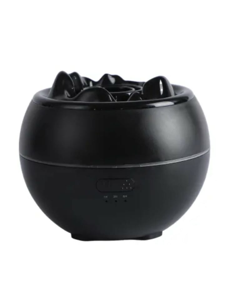 Aromatherapie-Luftbefeuchter / Diffusor mit bunter Flamme, in Schwarz