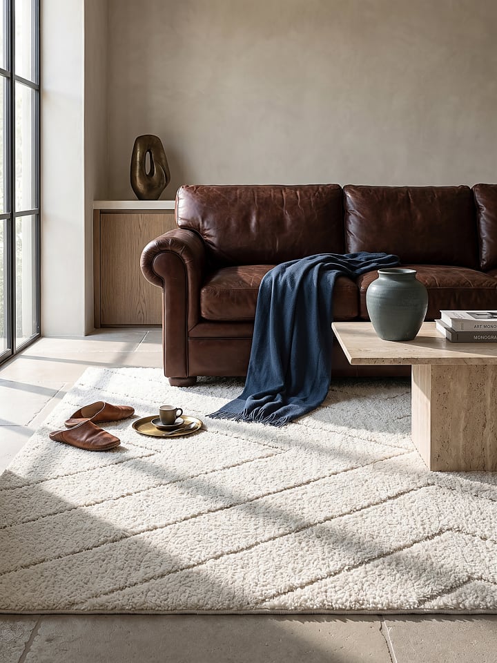 Teppich Shaggy Berber weich wohnlich Wohnzimmer Schlafzimmer gemütlich in Creme