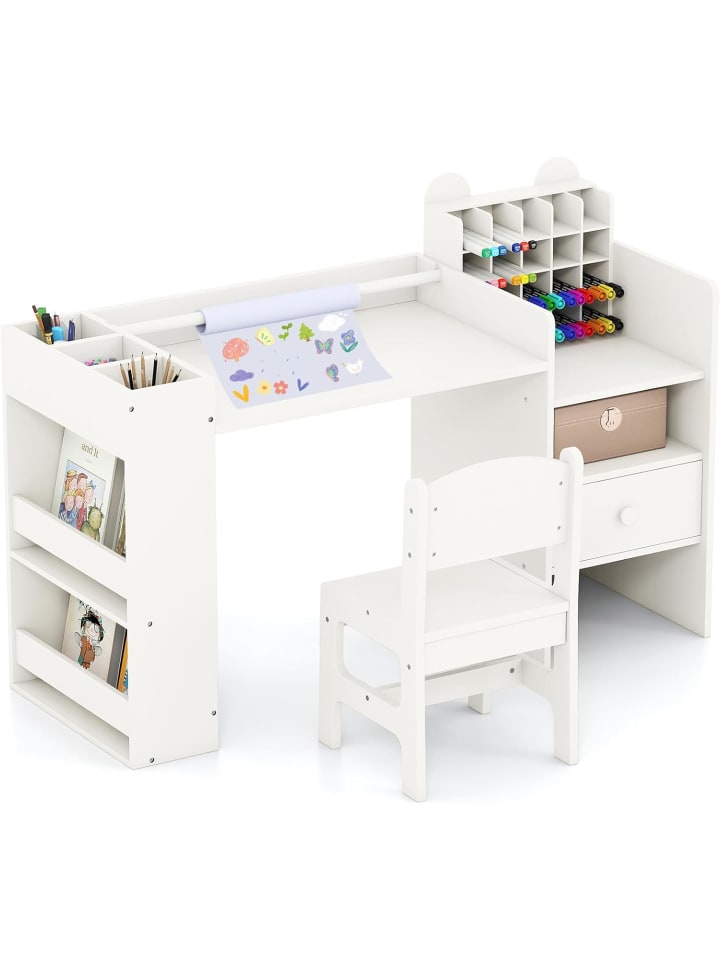 Kinder Maltisch Stuhl Set in Weiß