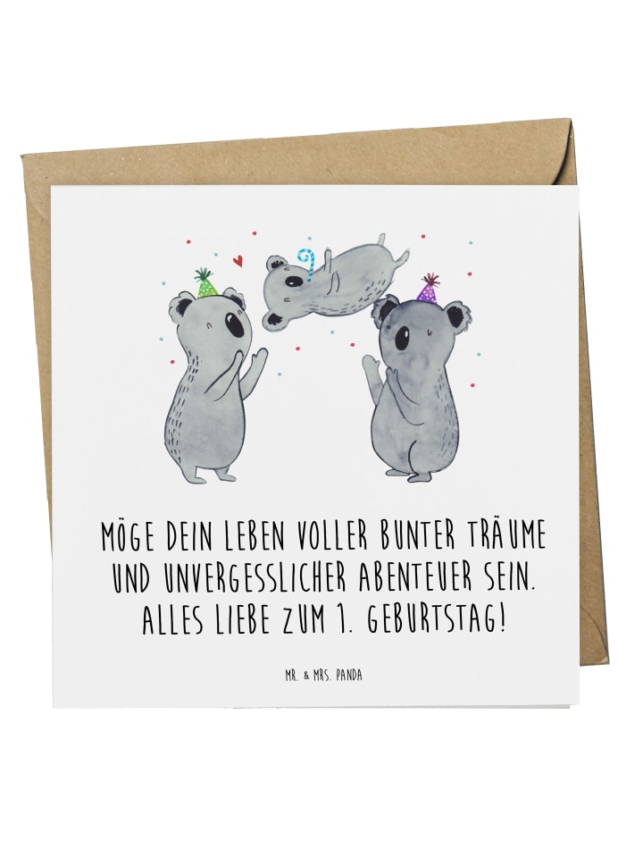 Grußkarte Alles Liebe zum 1. Geburtstag mit Spruch in Weiß