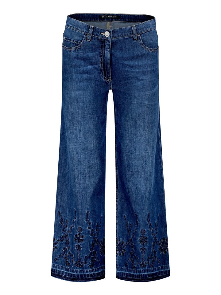 Casual-Hose mit Waschung in Dark Blue Denim