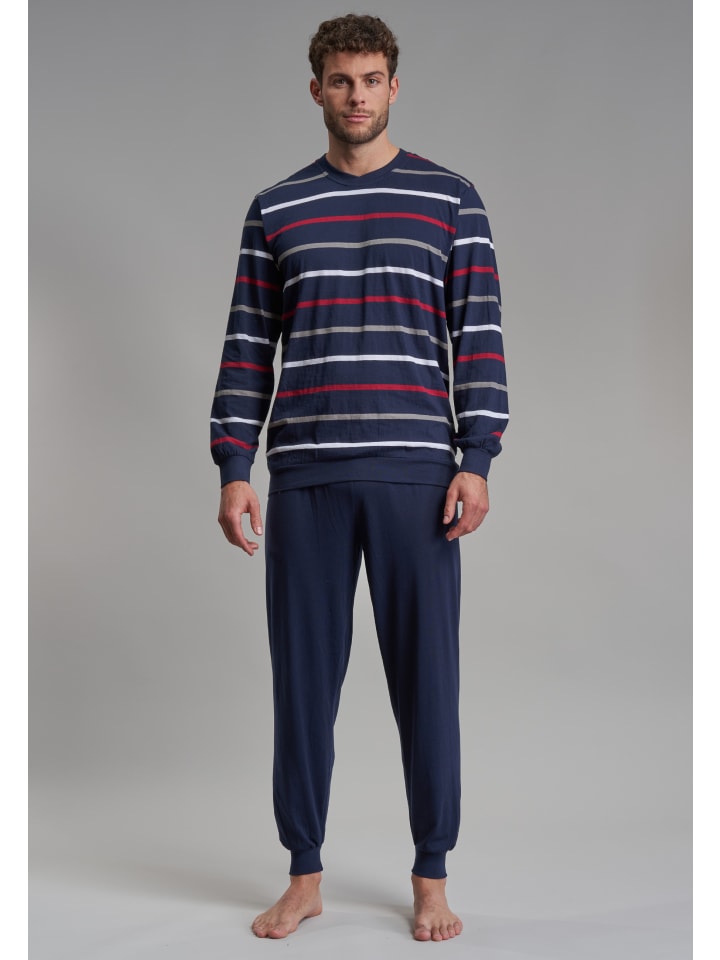 Herren Pyjama Midtown in blau-dunkel-Ringel