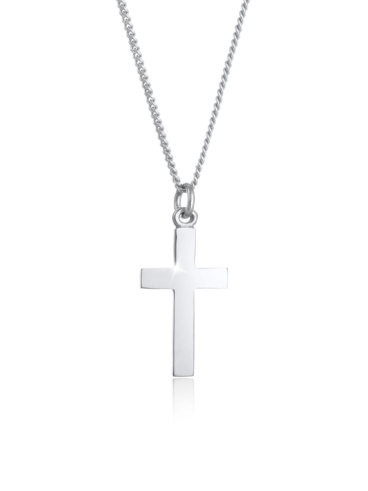 Halskette 925 Sterling Silber Kreuz in Silber