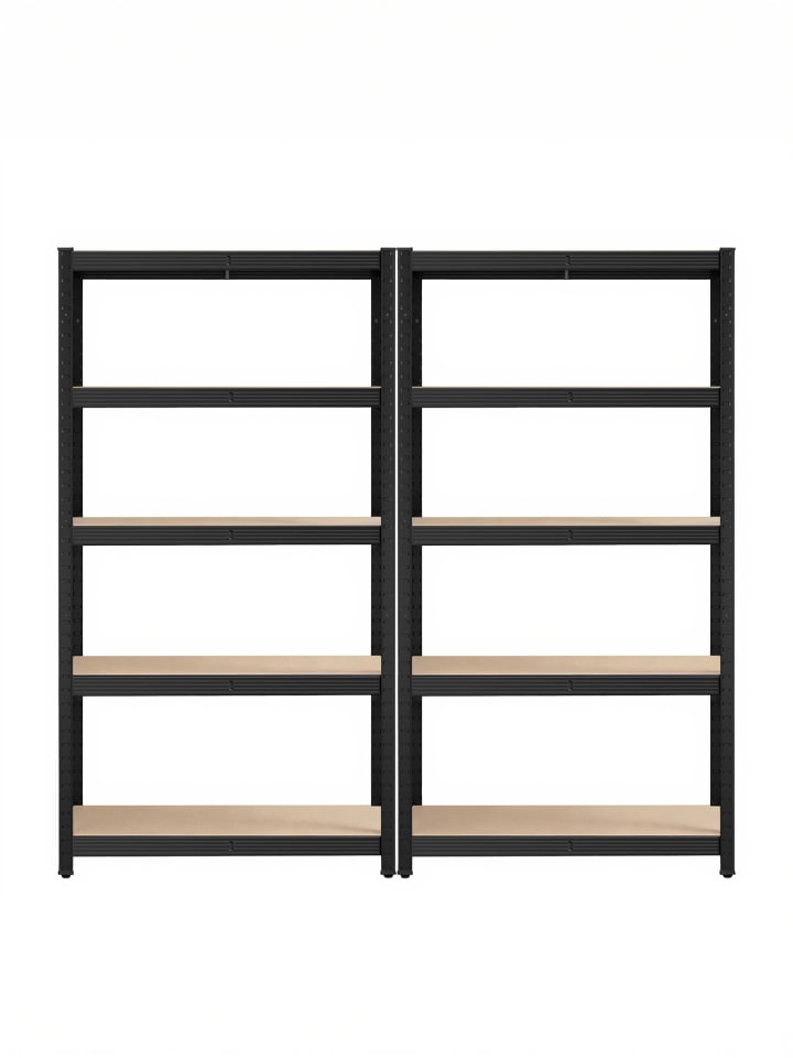 2er-Set: Schwerlastregal Cozory in Schwarz - (B)90 x (H)180 x (T)40 cm