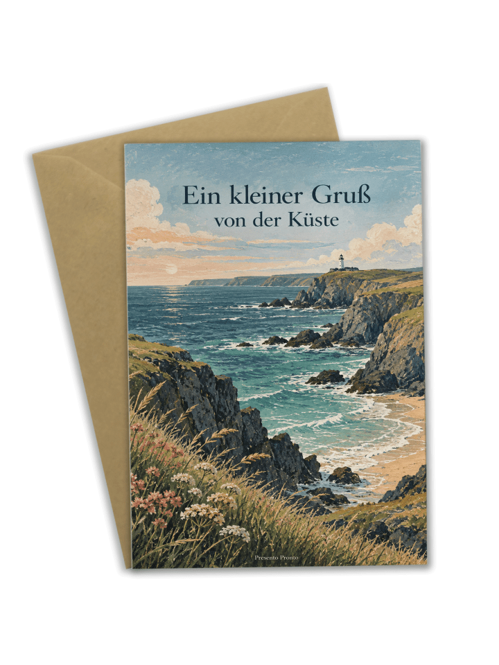 Klappkarte Küste atmosphärisch Design mit Spruch in Weiß