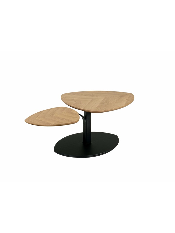 COUCHTISCH höhenverstellbar Coral 110x47x70 Echtholz Wildeiche/Schwarz
