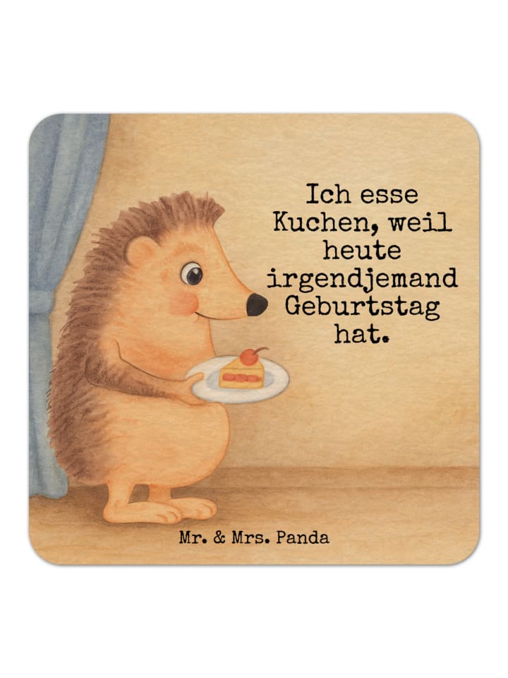 bieruntersetzer Igel Kuchenstück Design mit Spruch in Weiß