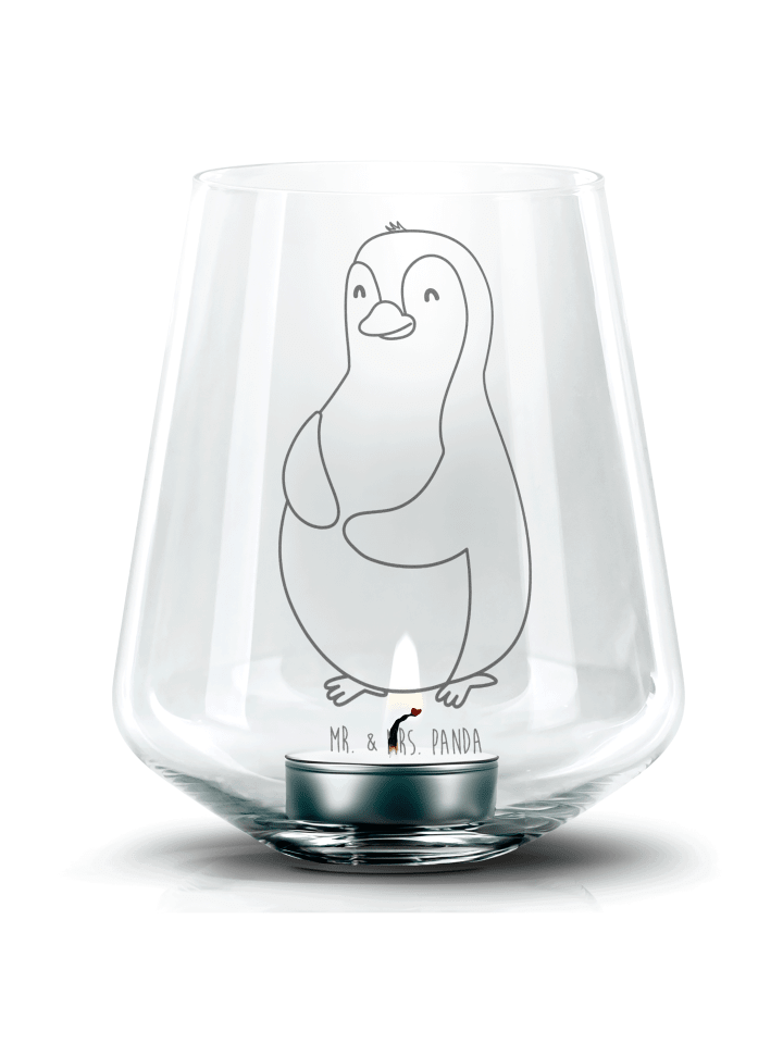 Glas Windlicht Pinguin Diät ohne Spruch in Transparent