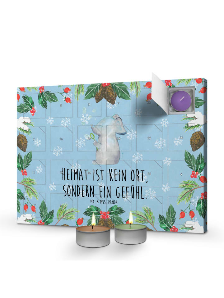 Adventskalender Elefant Seifenblasen mit Spruch in Eisblau