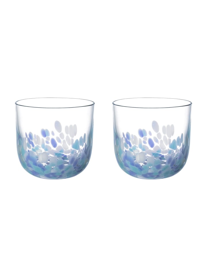 2er Set Wasserglas Like Confetti in Blau 200 ml