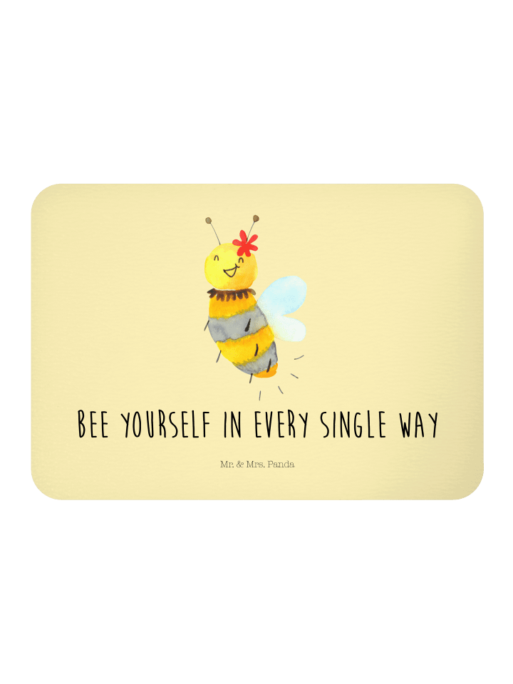 Magnet Biene Blume mit Spruch in Gelb Pastell