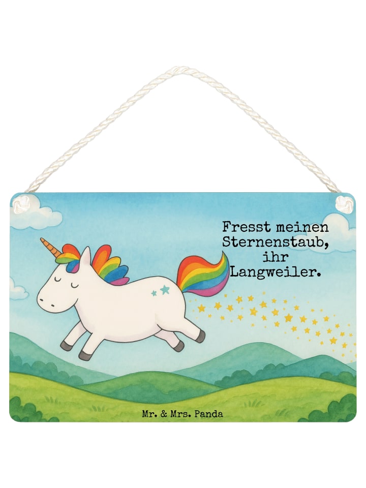 Schild Einhorn Happy Design mit Spruch in Weiß