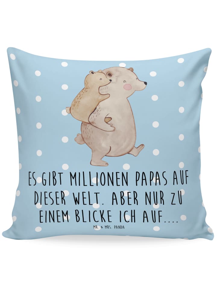 Zier Kissen Papa Bär mit Spruch in Blau Pastell