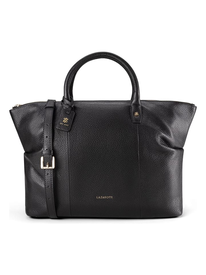 Bologna Leather Shopper Tasche Leder 36 cm black