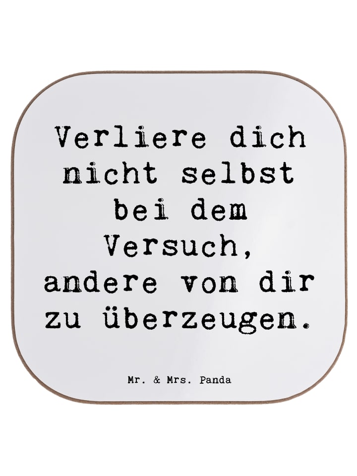Glas-Untersetzer Spruch Selbstzweifel vermeiden... in Weiß