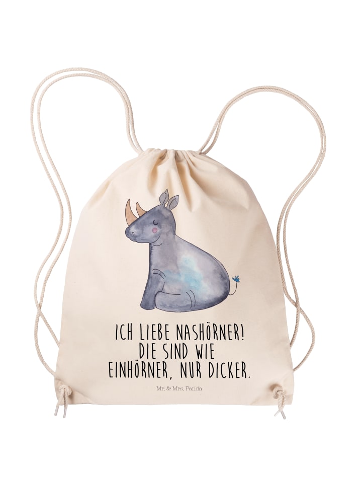 Beutel Einhorn Nashorn mit Spruch in Creme