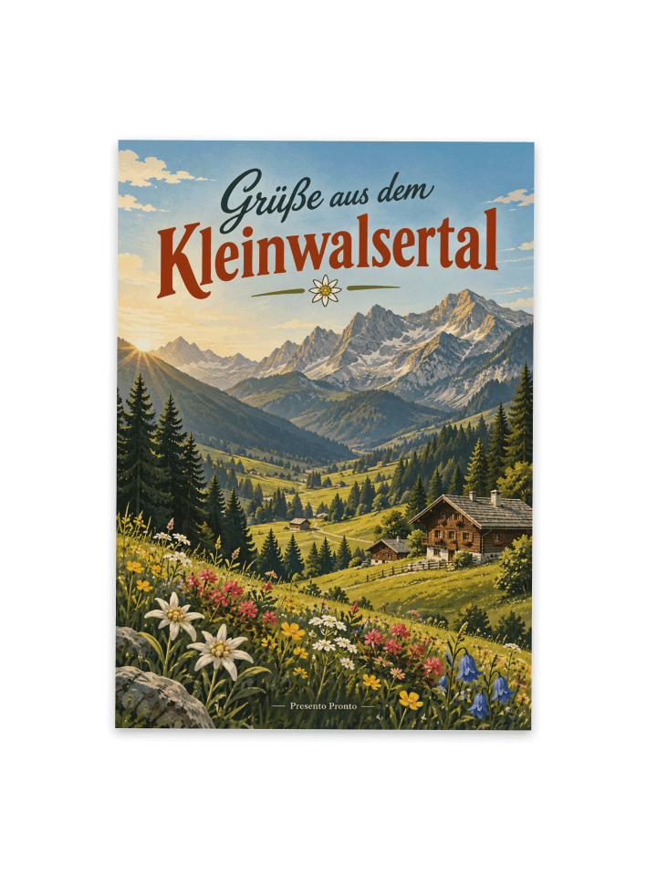Postkarte Tal zeitlos Design mit Spruch in Weiß