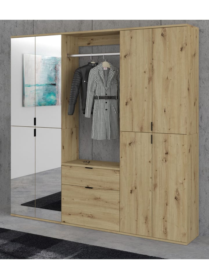Garderoben-Set Artisan Eiche 183 cm, Komplettset mit flexibler Inneneinteilung