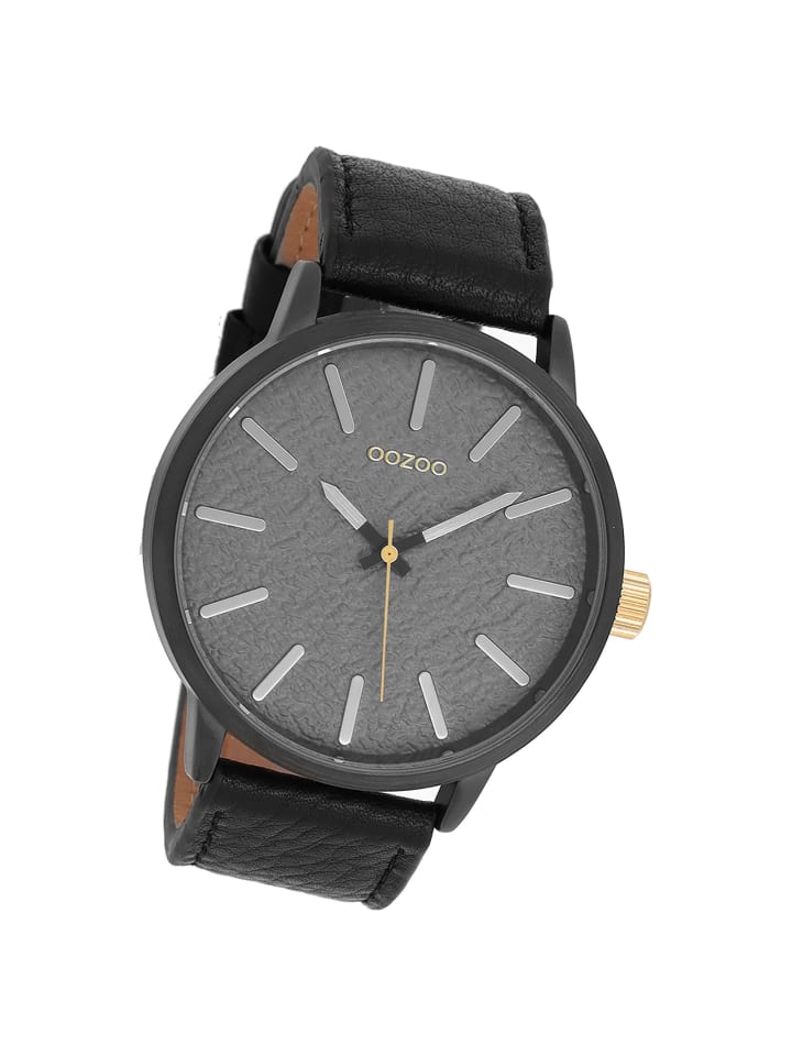 Analog-Armbanduhr Oozoo Timepieces schwarz extra groß (ca. 48mm)