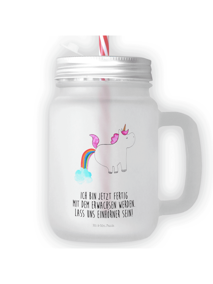 Glas Einhorn Pupsen mit Spruch in Transparent