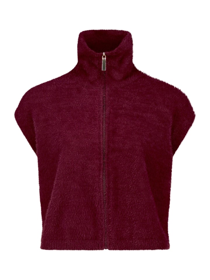 Strickweste mit Reißverschluss in Fall Burgundy