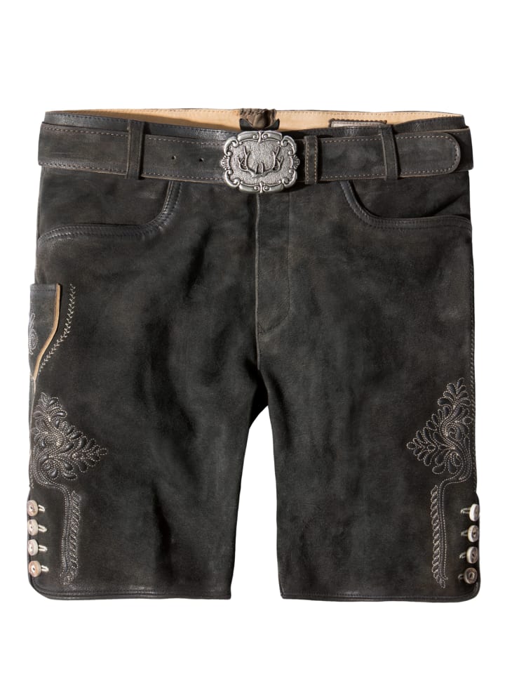Lederhose "Corbi 4" in graphit gespeckt