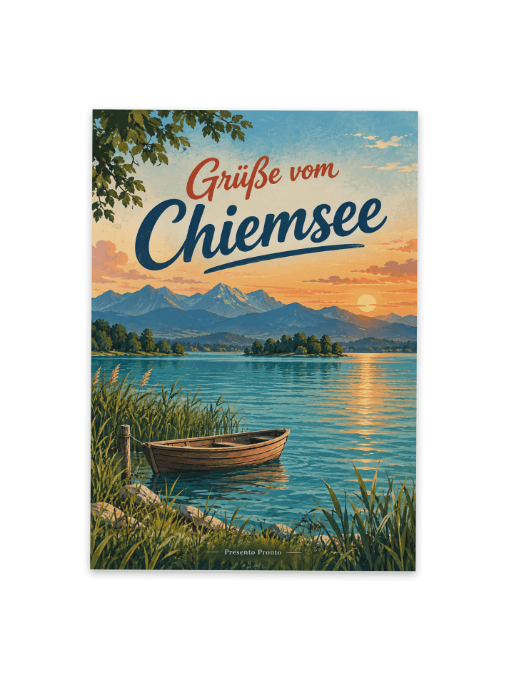 Postkarte See nostalgisch Design mit Spruch in Weiß