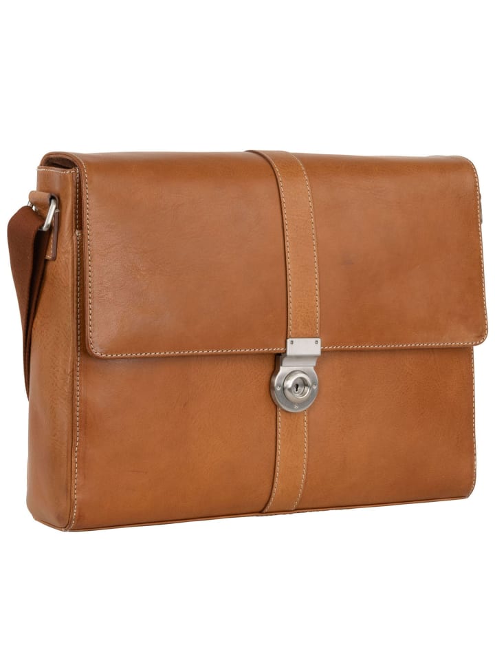 Bergamo Messenger Leder 38 cm Laptopfach hellbraun
