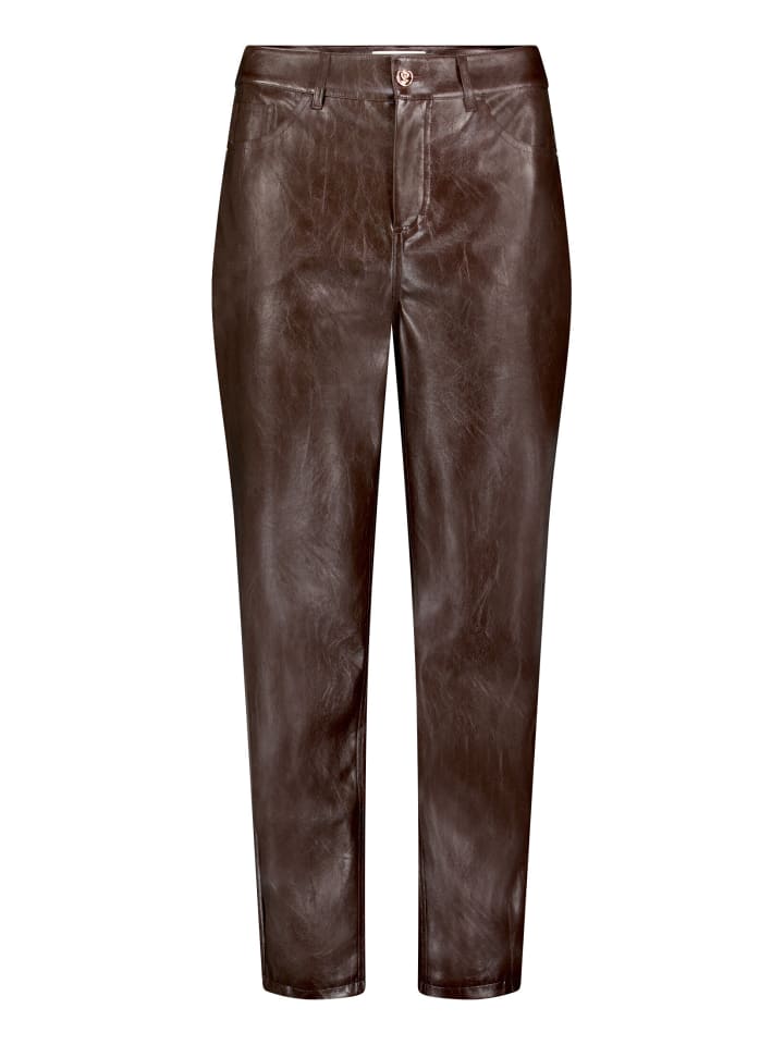 Kunstleder-Hose mit Taschen in Deep Cognac