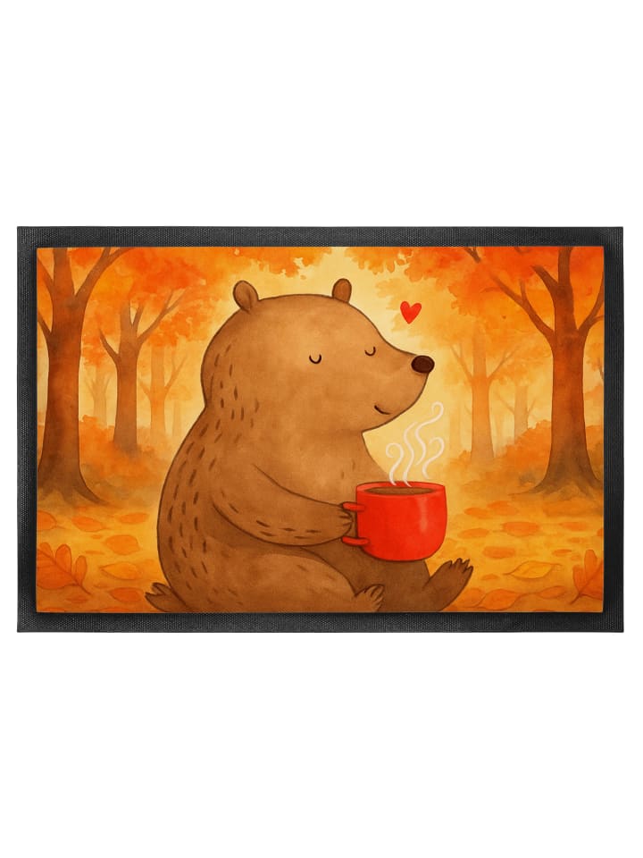 Fußmatte Bär Morgenkaffee Design ohne Spruch in Weiß