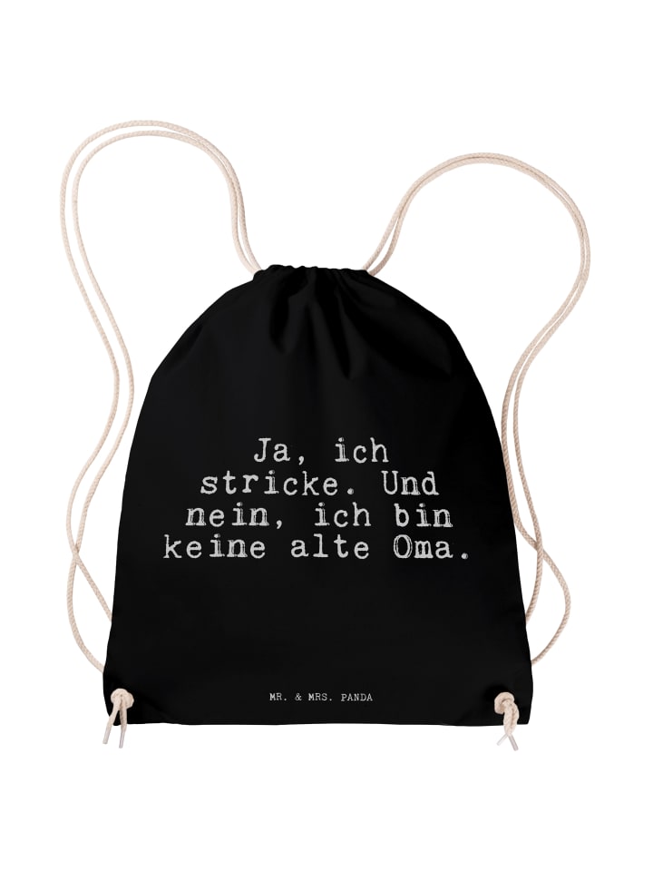 Jutebeutel Ja, ich stricke. Und... mit Spruch in Schwarz