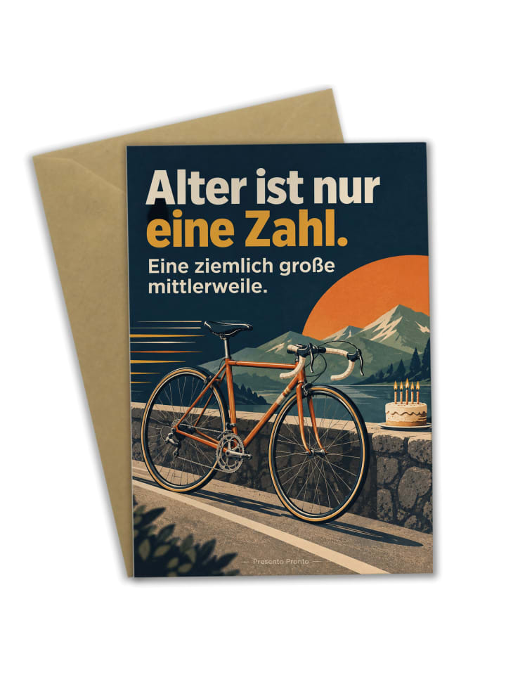 Glückwunschkarte Fahrrad humorvoll Design mit S... in Weiß
