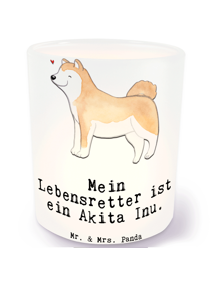 Windlicht Akita Inu Lebensretter mit Spruch in Transparent