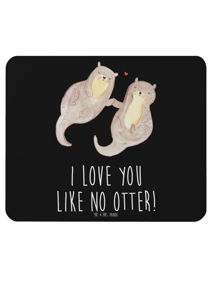 Mauspad Otter Hände halten mit Spruch in Schwarz