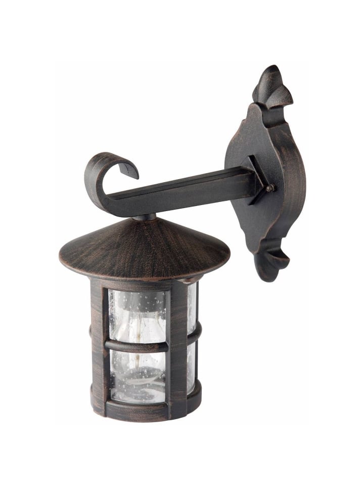 Außenwandleuchte, hängend Jordy ⌀ 15 cm in schwarz-rost-braun/gewischt