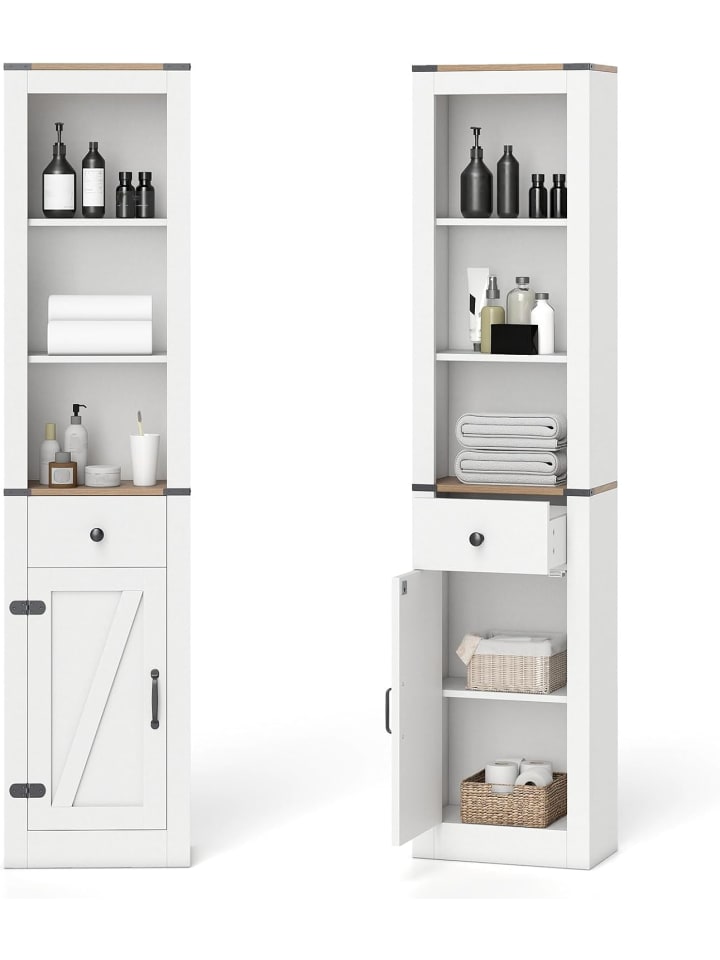 Badezimmerschrank schmal 40 x 24 x 173cm in Weiß