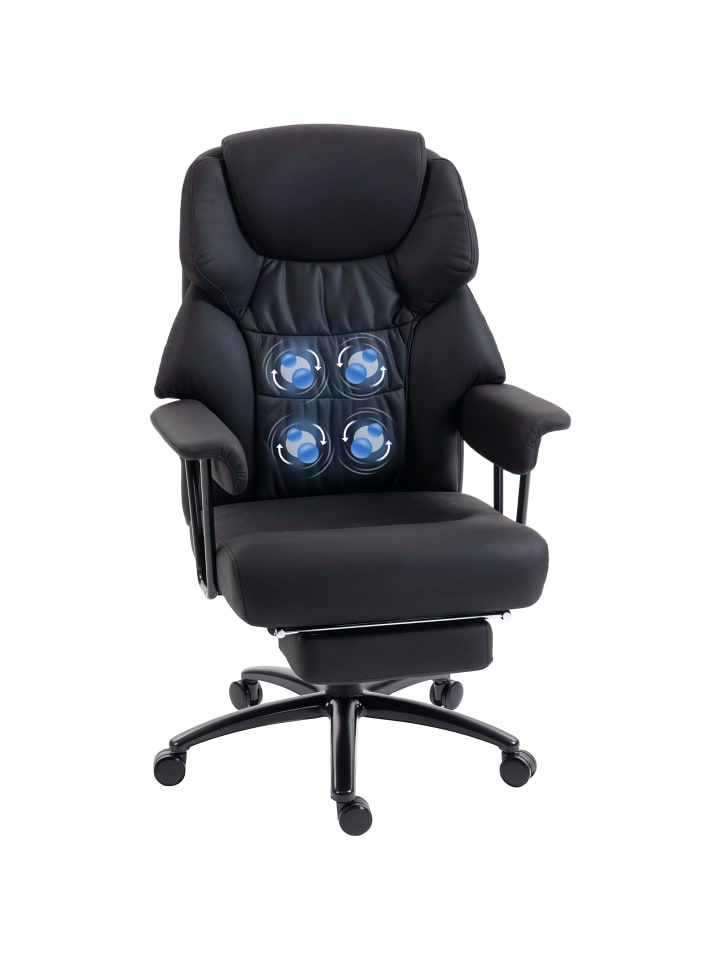 Massage-Bürostuhl in Schwarz 77L x 72B x 122,5H cm