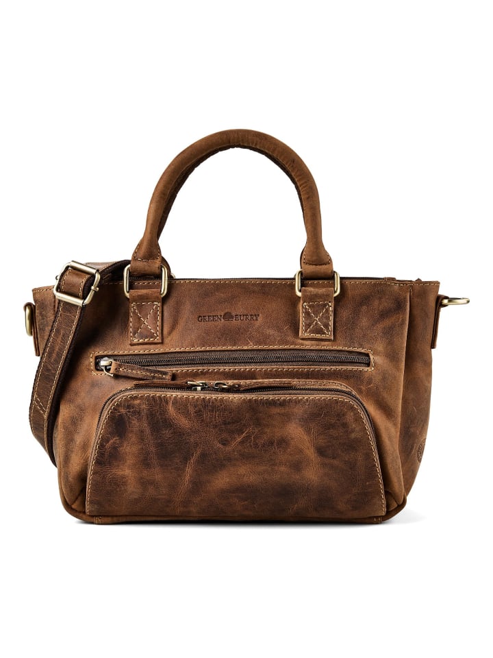 Vintage Handtasche Leder 34 cm braun