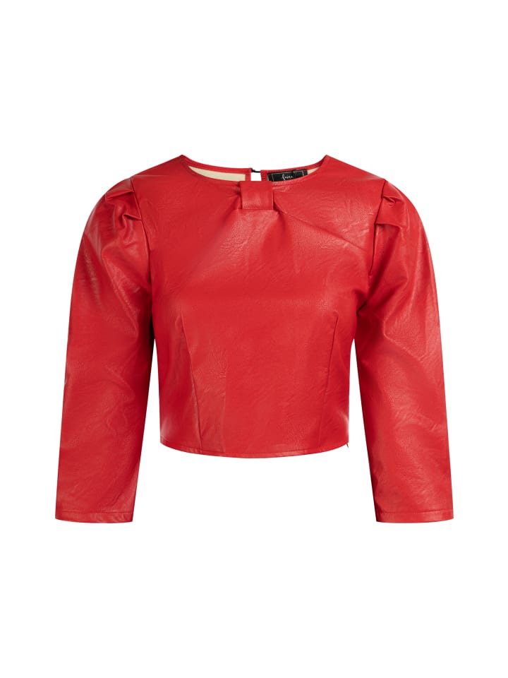Damen Kunstleder Bluse in Rot