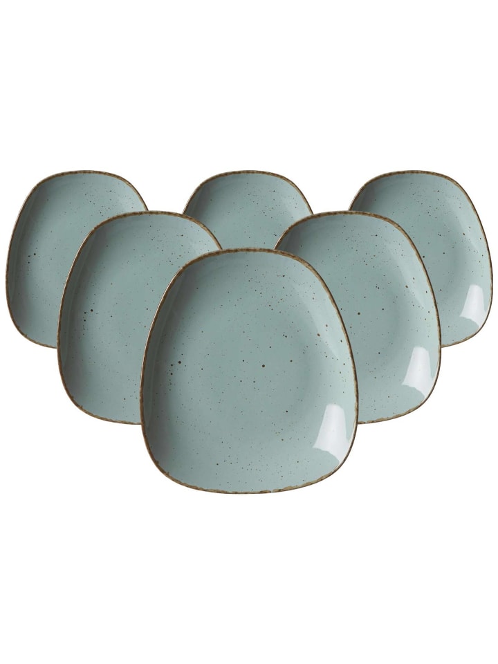 6er Set Beilagenteller Casa in Blau 19 x 16,5 cm