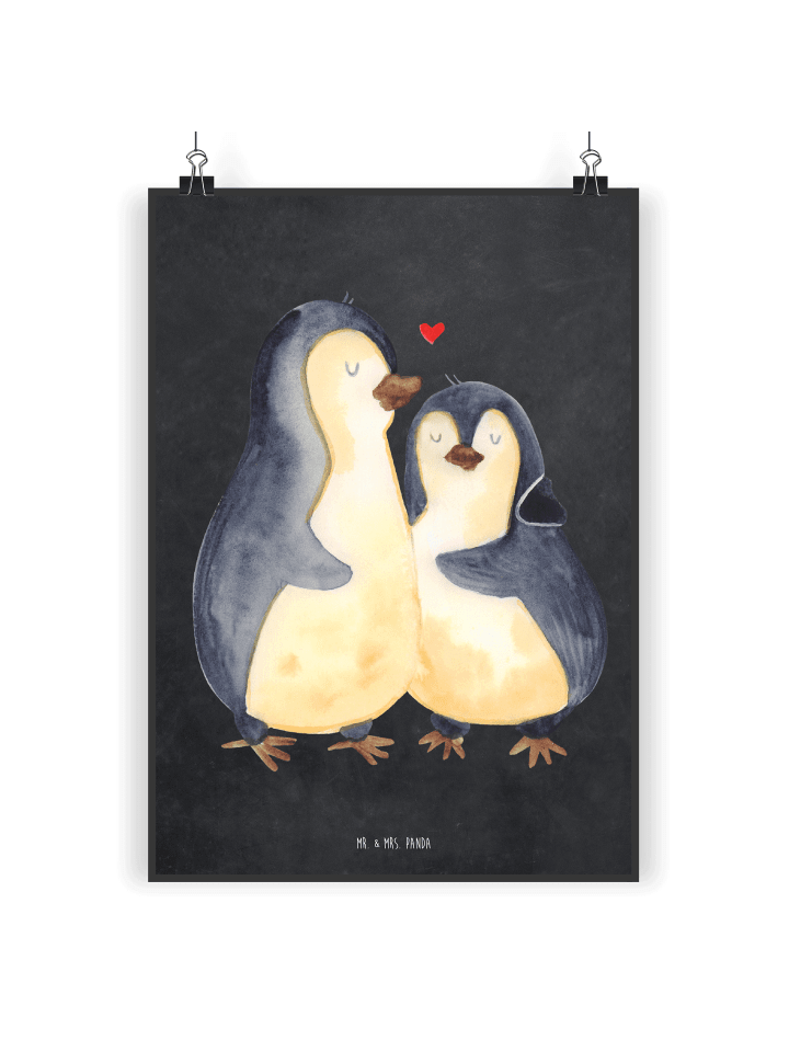 Print Pinguin umarmen ohne Spruch in Kreidetafel