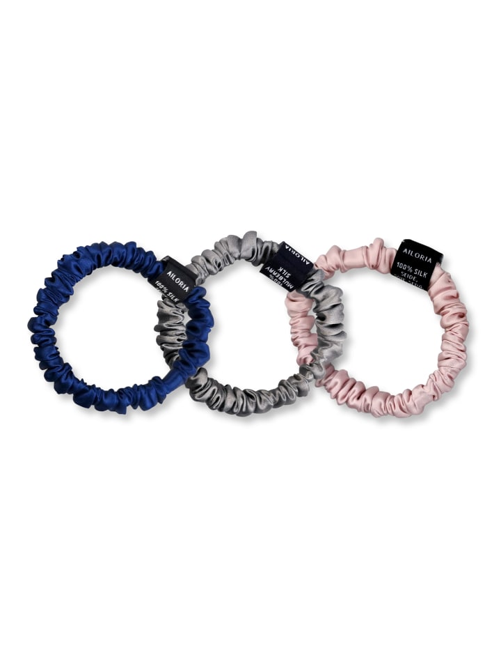 DOUX Set 3 Scrunchies S aus Seide in Multicolour